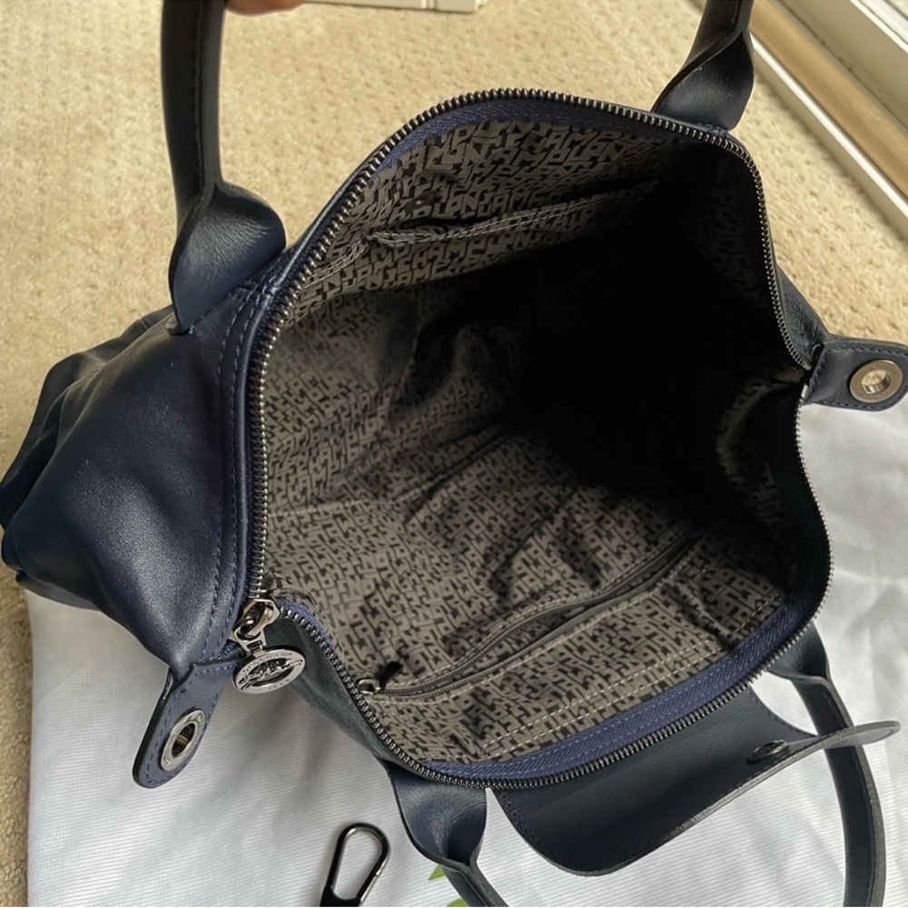 Dark Navy Blue Longchamp Le Pliage cuir - Picture 4 of 12